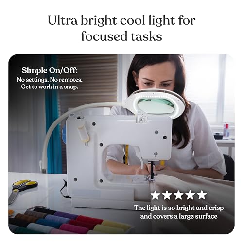 Brightech LightView Pro Magnifying LED Desk Lamp with Light, Hobbies & Reading, Flexibility & Durability Magnifying Floor Lamp, 3 in 1 LED Light Glass Magnifier, Work Light for Pro Uses - White - color: White