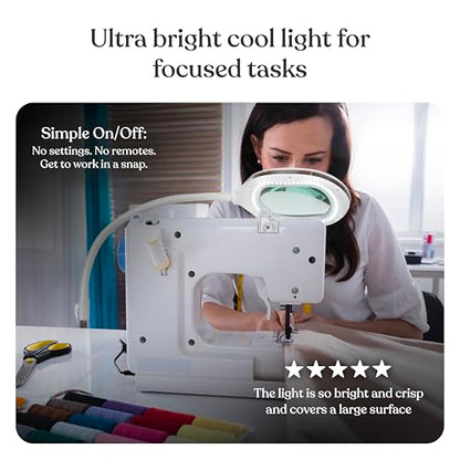Brightech LightView Pro Magnifying LED Desk Lamp with Light, Hobbies & Reading, Flexibility & Durability Magnifying Floor Lamp, 3 in 1 LED Light Glass Magnifier, Work Light for Pro Uses - White - color: White