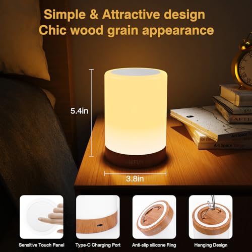 UNIFUN Baby Nursery Night Light Touch RGB Dimmable Bedside Table Lamp | Easy Touch Control for Parents，Eye-Safe Lighting for Babies，Perfect Baby Nursery Night Light，Gift Packing for all Holiday Use - size: Taller Size