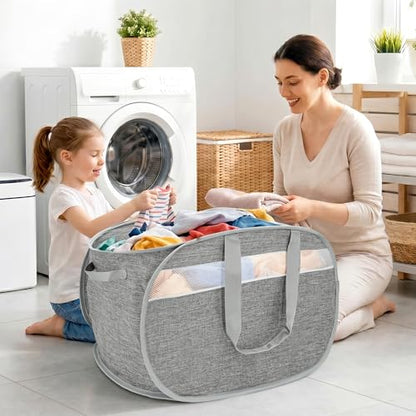 100L Collapsible Laundry Baskets, Foldable Dual Handles Laundry Hamper Grey | Lightweight, Easy to Carry, Up and Downstairs, Tear-Proof, Space-saving, for Laundry Room, Bedroom, Bathroom, Travel, Dorm - color: 100L Gray