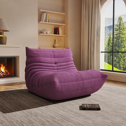 Bean Bag Chair for Adults, Comfy Floor Chair Memory Foam Bean Bag Chair, Cozy Lounge Floor Chair for Gaming, Reading & Relaxation, Small Foam Couch for Living Room, Bedroom(Purple, Single) - color: Purple, size: Single