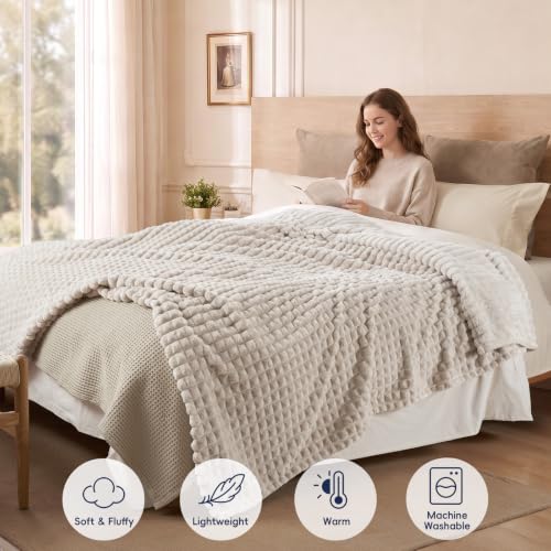 PHF Luxury Soft Fleece Blanket Queen Size for Bed No-Shed Oak 90"x90" | 360GSM Anti-Pilling Flannel, Lightweight Warm Cozy Gift for Women Mom Her Pets, Throw Sofa Camping RV Trips, Dorm Home Decor - color: Oak, size: Queen(90"x90")