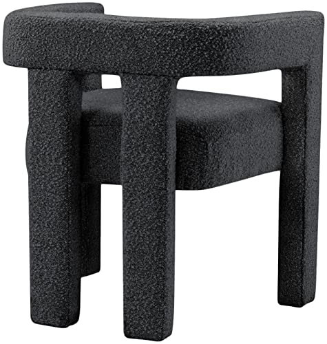 Meridian Furniture Athena Collection Modern | Contemporary Boucle Fabric Upholstered Accent | Dining Chair, 25" W x 21" D x 27" H, Black - color: Black