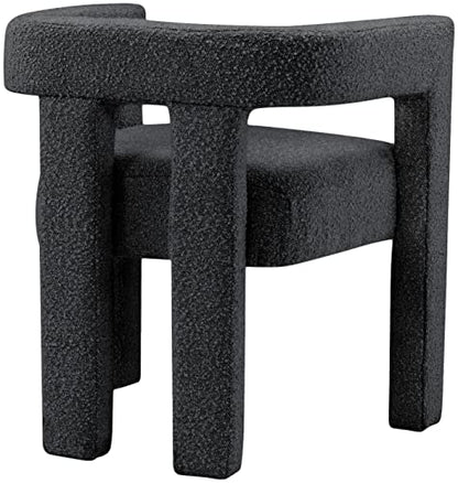 Meridian Furniture Athena Collection Modern | Contemporary Boucle Fabric Upholstered Accent | Dining Chair, 25" W x 21" D x 27" H, Black - color: Black
