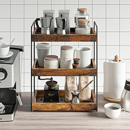 3-Tier Wood Bathroom Counter Organizer, Kitchen Spice Rack | Multi-use Vanity Shelf, Holds Skincare, Makeup, Perfume, Seasoning, Fits Sink, Dresser, Countertops - size: 3 Tier