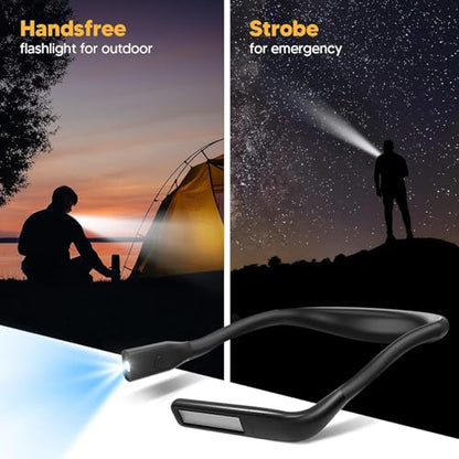 Neck Light, Rechargeable Reading Light, 3 Color Stepless Dimming | Eye-friendly Book Light, Hands-Free Neck Lamp for Reading, Knitting, Crochet, Crafting, Sewing, Camping, Book Lovers Gifts - color: Black