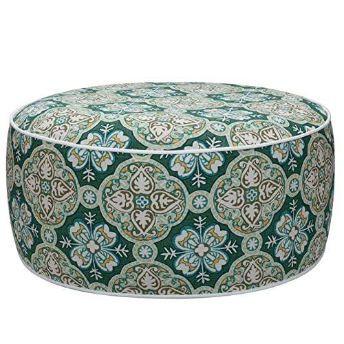 FUNHOME Inflatable Stool Ottoman Footrest with Handle D20 xH9-Green Medal | Indoor Outdoor Footrest Seat, Water-Repellent, Footstool Pouf for Home Patio Garden and Camping Use - color: Green Medal