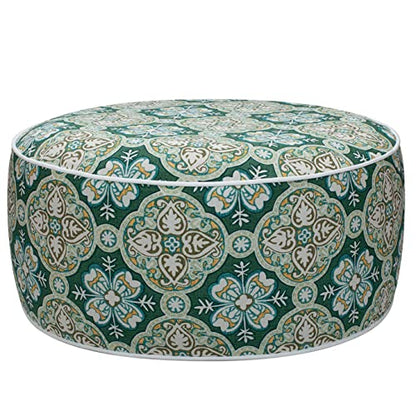 FUNHOME Inflatable Stool Ottoman Footrest with Handle D20 xH9-Green Medal | Indoor Outdoor Footrest Seat, Water-Repellent, Footstool Pouf for Home Patio Garden and Camping Use - color: Green Medal