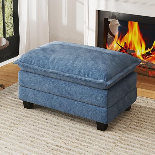 Cloud Couch Ottoman Modular Sectional Sofa, Comfy Deep Seat Cushion for Living Room Bedroom Apartment (Blue) - color: Blue, size: Ottoman