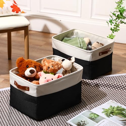 Uiifan 8 Pack 16 x 12 x 10 Inch Large Storage Baskets Collapsible Fabric Storage Cubes Bins with Handles for Shelves Closets Nursery Home Clothes Toys Organizers, Black - color: Black, size: 16 x 12 x 10 Inch
