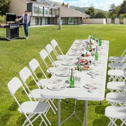 VINGLI 6-Foot Portable Plastic Folding Table,Rectangular HDPE Tabletop Foling Table for Indoor and Outdoor Use with Carrying Handle,White 100 Pack - size: 100 Pack
