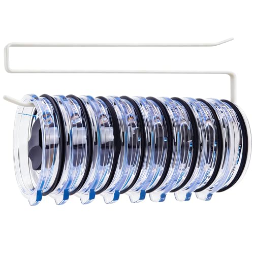 1 Pack Tumbler Lid Organizer, No Adhesive or Drilling, Kitchen Space Saver | Versatile Cup & Water Bottle Lid Holder, Under Cabinet Storage, White - style: 1 Pack, White