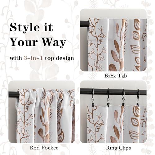 Blackout Curtains 72 Inches Long Leaves Patterned Farmhouse Thermal Insulated Privacy Protection Drapes with Rod Pocket Back Tab for Bedroom Living Room, 2 Panels, 50" Wide, Khaki - color: Blackout- Leaves Khaki, size: 50"W x 72"L (Pack of 2)