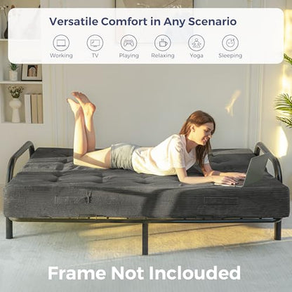 MAXYOYO Foldable Mattress, 8-Inch Tufted Futon Mattress with Handles | Tufted Floor Sofa Bed and Versatile Mattress, Carry Handles for Living Rooms or Guest Rooms, Frame Not Included, Dark Grey - color: Dark Grey