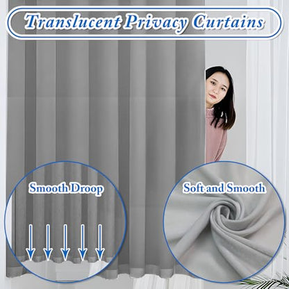Privacy Partition Curtains, U Shaped Rod with Hook, 6.56ft,Grey | Wall Mounted Privacy Room Divider Rod with Flat Hook ,for Fitting Room Beauty Salon Bedroom Hospital - color: Grey