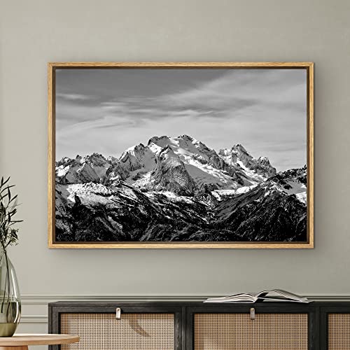 SIGNWIN Framed Canvas Wall Art Snow Mountains Peyto Lake in Canada Landscape Wilderness Photography Modern Art Scenic Dramatic Black and White for Living Room, Bedroom, Office - 16"x24" Natural - color: B10-2103-spl03, size: 24"L x 16"W