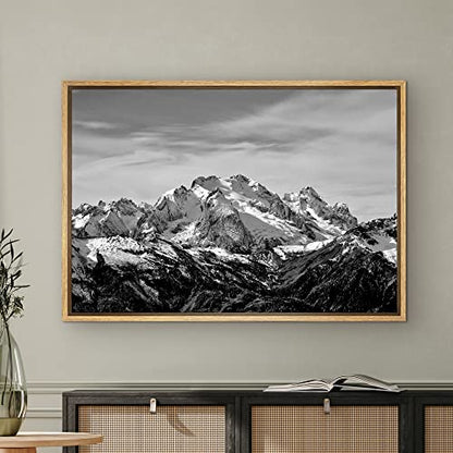 SIGNWIN Framed Canvas Wall Art Snow Mountains Peyto Lake in Canada Landscape Wilderness Photography Modern Art Scenic Dramatic Black and White for Living Room, Bedroom, Office - 16"x24" Natural - color: B10-2103-spl03, size: 24"L x 16"W