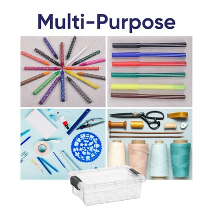 Superio Mini Storage Container Plastic Crayon Box Art Supplies and Sewing Case Stackable Clear Small Organizer for Beads, Stationery, Chalk, and Food, 0.7 Quart, 8 Pack - size: 0.7 Quarts, style: 8 Pack