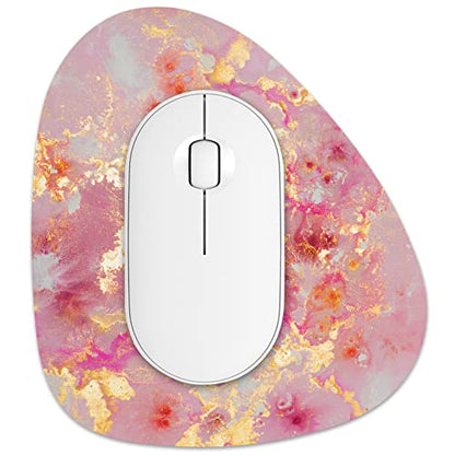 Rimilak Small Mouse Pad 6 x 7 Inch, Irregular Mini Mousepad, Gold Pink Marble - color: Gold Pink Marble, size: 7L x 6W inches