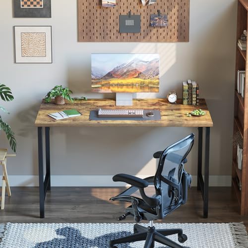 Grandder 32 inch Computer Desk, Small Home Office Desk Study Writing Kid Table for Small Spaces, Simple PC Work Desk, Adjustable Feet, Rustic Brown - color: Brown, size: 32 Inch