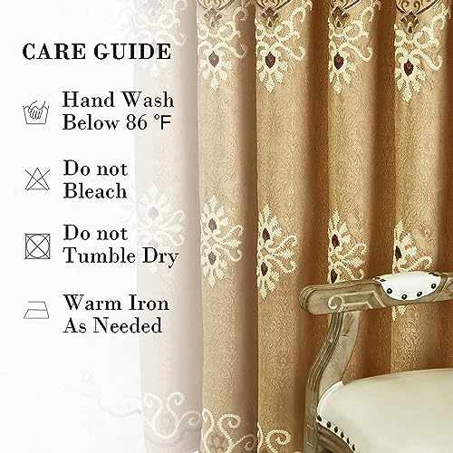 Simple Chenille Jacquard Blackout Window Elegance Curtains/Drapes/Panels/Treatments for Bedroom Living Room, 60 x 106, Top Grommets (2 Panels) | Medium Weight Fabric, Woven Texture, Soft Light Filtering, Drapes for Living Room and Dining Room Windows - co