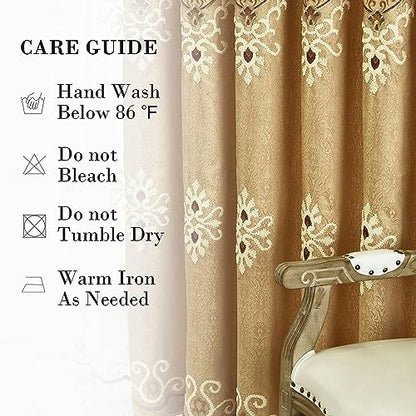 Simple Chenille Jacquard Blackout Window Elegance Curtains/Drapes/Panels/Treatments for Bedroom Living Room, 60 x 106, Top Grommets (2 Panels) | Medium Weight Fabric, Woven Texture, Soft Light Filtering, Drapes for Living Room and Dining Room Windows - co