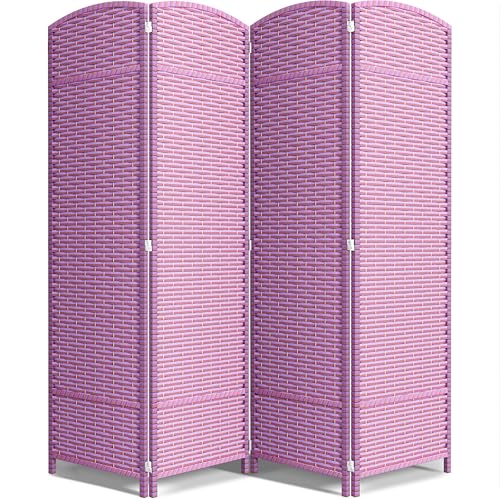 Sorbus 4 Panel Room Divider 6 ft. Tall - Privacy Screen, Extra Wide Double Hinged Panels, Mesh Hand-Woven Design, Partition Room Dividers and Folding Privacy Screens, Wall Divider for Room Separation - color: Pink Purple, size: 4 Panel
