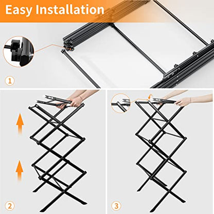 Clothes Drying Rack Foldable Drying Rack Clothing Black-1pack | for Laundry - 40" x 28.8" x 14.2", Space Saving Household Indoor - color: Black