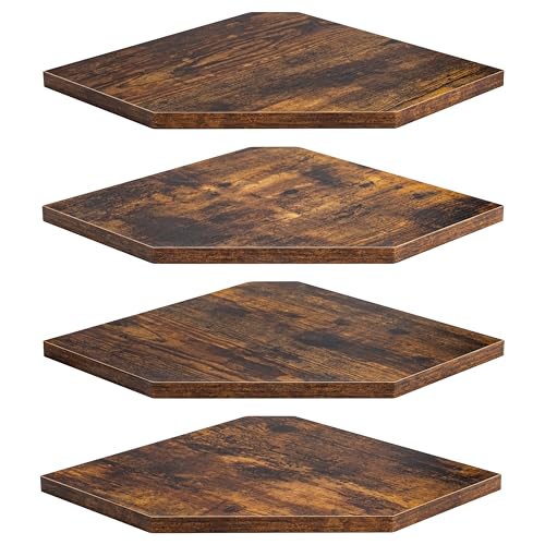 Fun Memories Corner Shelf Wall Mount, Floating Corner Shelves, Set of 4 Corner Wall Shelf Organizer, Rustic Wood Wall Storage Display Shelves for Living Room Bedroom Bathroom Kitchen, Rustic Brown - color: Brown, size: 10.5" x 10.5", Set of 4