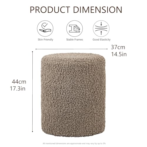 Modern Round Ottoman with Soft Padded Seat, Multifunctional Vanity Stool for Makeup, Upholstered Footrest Stool Ottoman Foot Stool for Living Room, Bedroom - color: Khaki