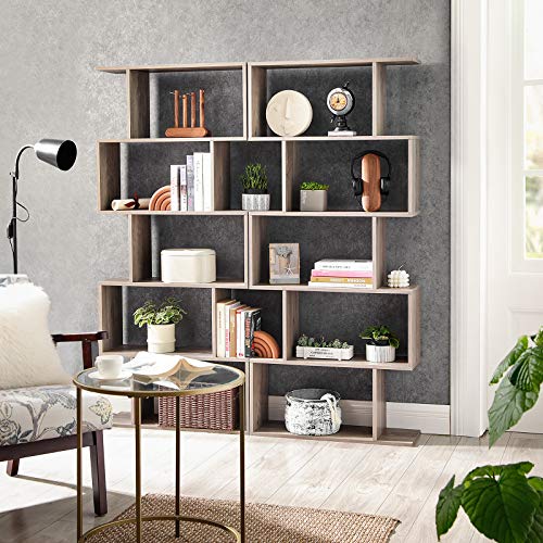 VASAGLE CUSTOS Collection - Bookshelf, 5-Tier Bookcase, Tall Display Shelf, Freestanding Storage Shelf, Room Divider, for Home Office, Living Room, Bedroom, Study, Greige ULBC062M01 - color: Greige, style: 5-Tier (27.6"W)