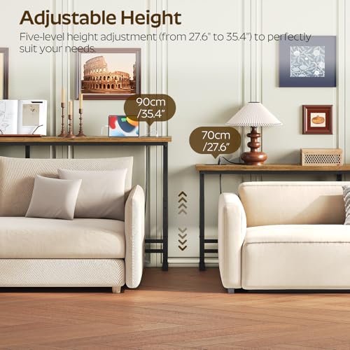 Narrow Console Table with Outlets, Skinny Behind Couch Table, Narrow Long Sofa Table for Living Room, Hallway, Entryway