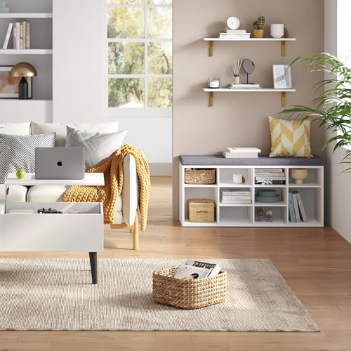 Long Wall Shelves, 31.5Inch Wooden Wall Mounted Shelves, Set of 4 | Large Floating Book Shelf, Metal Brackets, Easy Assembly, Max Load 22lbs, Wall Storage Ledges, Bedroom/Bathroom, White & Gold - color: White and Gold, size: 31.5 Inch (4 Pack)