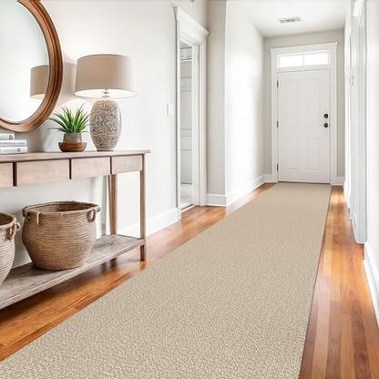 Washable Runner Rug, Non Slip Hallway Runner, 3x14 Ft, Sand/Beige | Washable Braided Runner Carpet, Non Slip Rubber Dot Backed, For Hallway, Kitchen, Entryway, Bedroom, Laundry Room, Foyer - color: Sand/Beige, size: 3' x 14' (Rectangular)