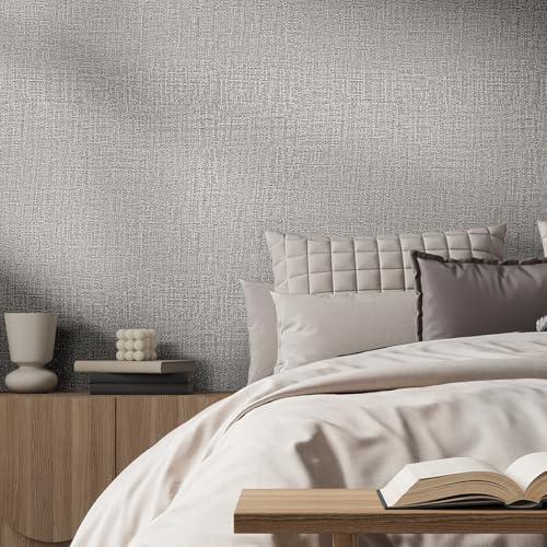 WADILE Grasscloth Peel and Stick Wallpaper 15.7in x 78.7in, Textured Contact Paper for Cabinets, Faux Linen Wall Paper Pull and Stick, Fabric Vinyl Wallpaper Self Adhesive Light Gray | Textured contact paper, Faux linen, Vinyl material, Cabinets, Self adh