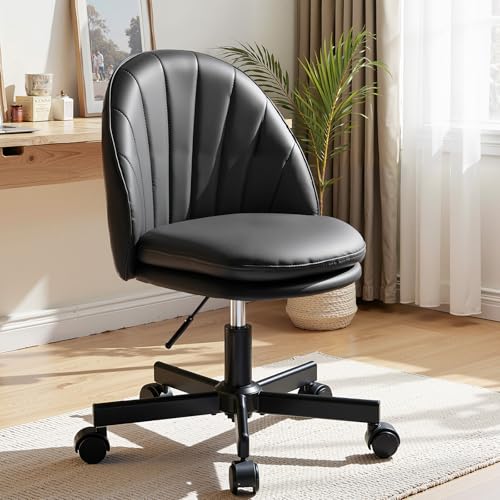 GTPLAYER Small Ergonomic Tall Office Chair, Computer Desk Chair with Wheels Versatile Height Use: Office to Bar Stools (or Standing Desk), Vanity Chair with Back PU Leather Shell Design for Gift - color: Pu-black