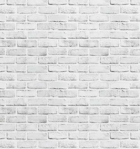 Timeet Peel and Stick Wallpaper Brick Contact Paper White Grey 3D Wall Paper Self Adhesive Removable for Bedroom Bathroom Living Room Decoration 17.7in x 78.7in - color: White,Gray, size: 17.7" x 78.7"