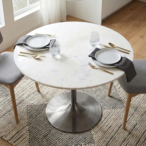 SIMPLIHOME Whitley 72" Wide Solid Mango Wood Dining Table in Black - color: White Marble/Antique Silver