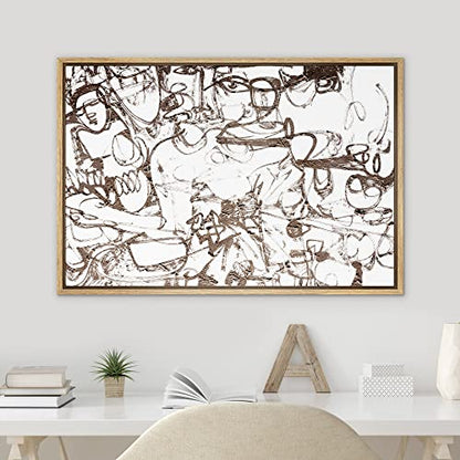 SIGNWIN Framed Canvas Print Wall Art Graffiti Street Art Grunge Landscape Abstract Geometric Illustrations Modern Art Minimalism Relax/Calm Zen for Living Room, Bedroom, Office - 16"x24" Natural - color: A11-2211-n08, size: 24"L x 16"W