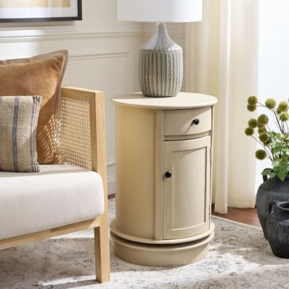 SAFAVIEH Furniture - Tabitha 1-Drawer Accent Table - Sand - Solid Wood - Farmhouse Storage Design - Ideal for Living Room, Entryway, Home Office, 17.7"W x 17.7"D x 26"H - Fully Assembled (AMH5712G) - color: Sand