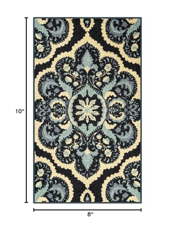 Maples Rugs Vivian Medallion Area Rug – Made in USA – Washable, Non-Slip Indoor Carpet for Kitchen, Entryway, and Living Room, 1'8 x 2'10, Persian Blue - color: Persian Blue, size: 1'8" x 2'10" (Rectangular)