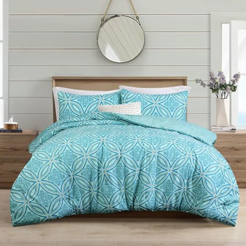 Sleepdown Queen Comforter Set - All Season Reversible Geometric Queen Comforter with Pillow Shams, Soft Breathable Microfiber Bedding Set, Lightweight All Season Printed Queen Size Comforter Set - color: Geometric, size: Queen (92"x90")