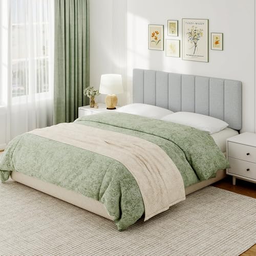 Queen Size Headboard Only, Height Adjustable Linen, Light Gray - color: Linen-lightgray, size: Queen/Full