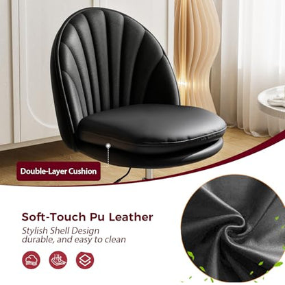 GTPLAYER Small Ergonomic Tall Office Chair, Computer Desk Chair with Wheels Versatile Height Use: Office to Bar Stools (or Standing Desk), Vanity Chair with Back PU Leather Shell Design for Gift - color: Pu-black