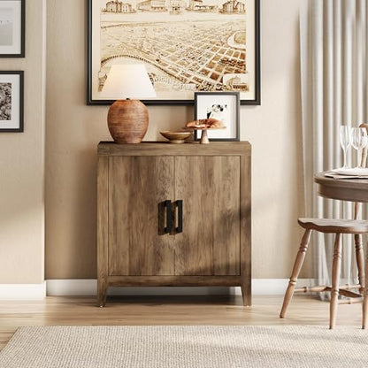 WAMPAT Buffet Cabinet with Storage, Kitchen Sideboard Cabinet with Door and Adjustable Shelf, Modern Farmhouse Credenza Wood Coffee Bar Table for Kitchen, Dining Room, Living Room, Brown - color: Brown