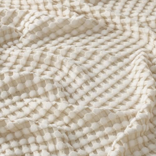 Bedsure Cooling Cotton Waffle Twin XL Blanket - Lightweight Breathable Blanket of Rayon Derived from Bamboo for Hot Sleepers, Natural, 66x90 Inches - color: 01 - Natural, size: Twin XL (66" X 90")