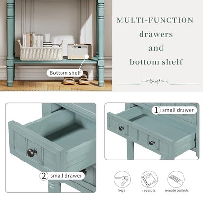 Knocbel Narrow Console Table with 3 Storage Drawers and Bottom Shelf, Entryway Hallway Foyer Slim Sofa Table for Small Spaces, Easy Assembly (Light Blue) - color: Light Blue