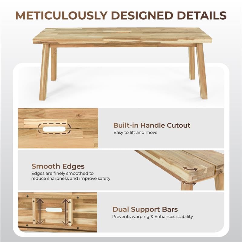 ARROWSTONE Solid Wood Bench for Entryway, Bed Bench, Dining, Plant Stand - Wooden Bench Indoor (47 inches) - size: 47 inches