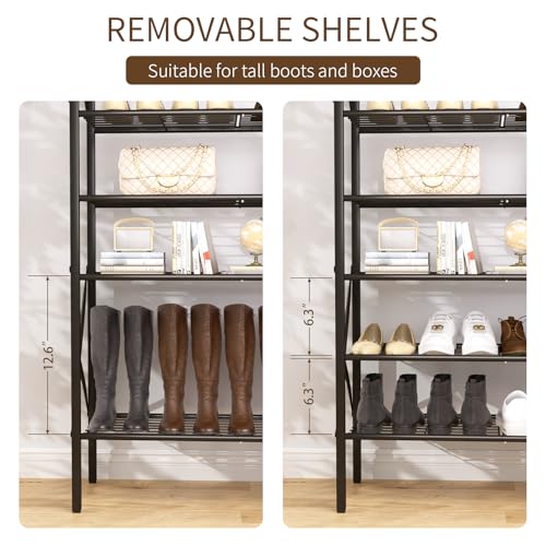 6 Tiers Shoe Rack, Large Capacity Shoe Rack Holds 32 Pairs of Shoes, Durable and Stable, Adjustable Metal Shelf Stackable Shoe Shelf for Entryway, Hallway, Living Room, Closet - color: Black, size: 27.8" x 10.8" x 39.2"