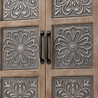 COSIEST 48" Tall Farmhouse Accent Cabinet with Doors and Drawers, Rustic Wood Storage Cabinet with Adjustable Shelves for Living Room or Entryway - size: 48 Inch Tall (2-Door 2-Drawer)